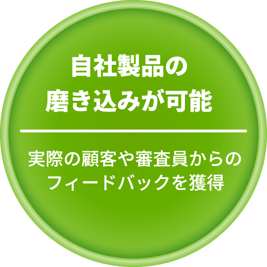 自社製品の磨き込みが可能 実際の顧客や審査員からのフィードバックを獲得